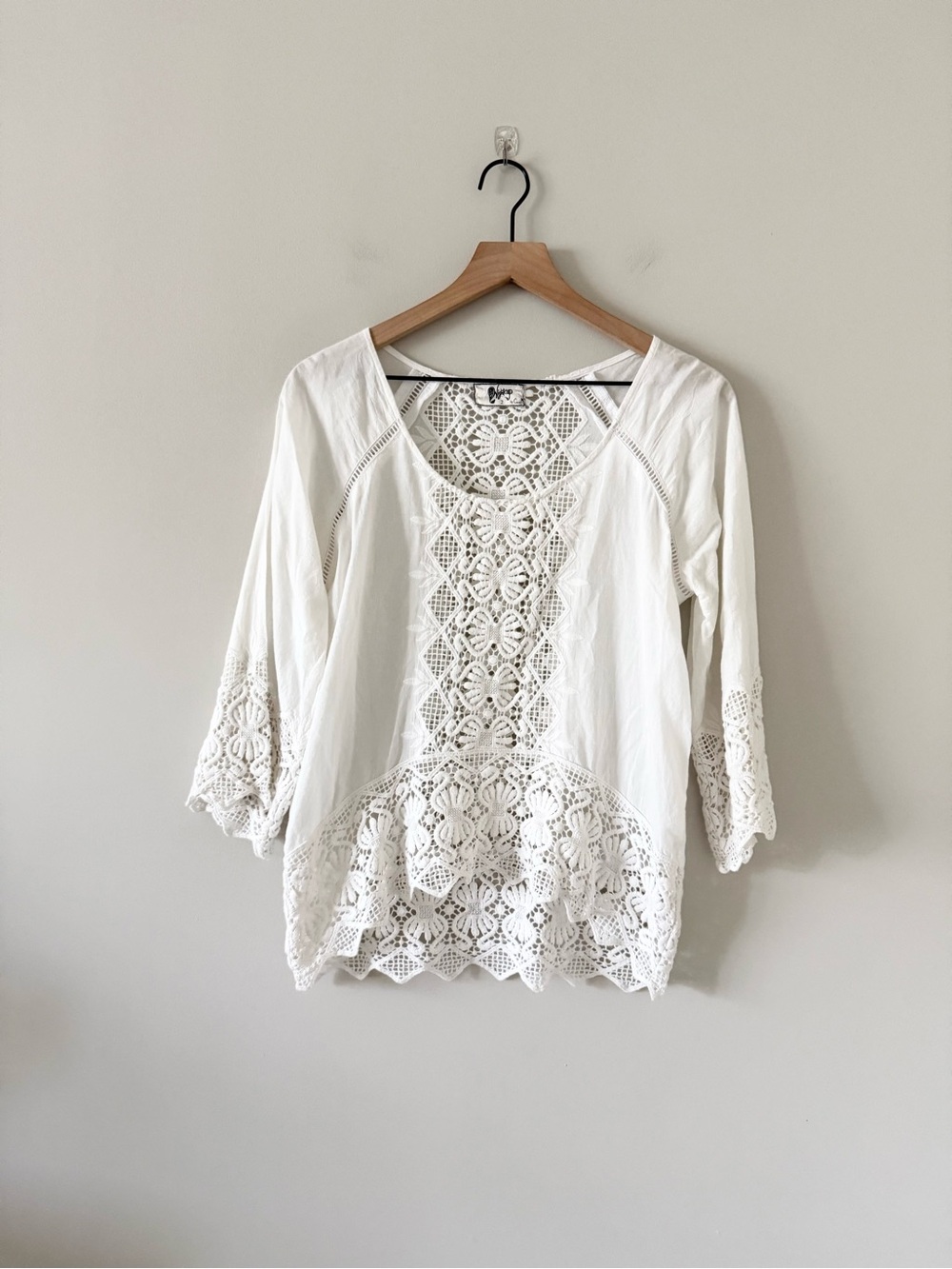 Nightcap White Cotton Crochet Trim Boho Top Size 2 or S (2-4)